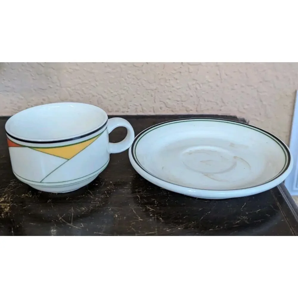 Villeroy & Boch Trio Demitasse Cup Saucer Set Memphis Art Deco Postmodern